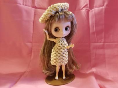 Crocheted Middie Blythe Dress and Berret